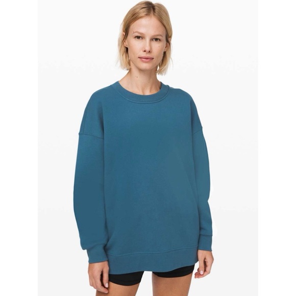 lululemon athletica Tops - Lululemon Perfectly Oversized Crew in Petrol Blue